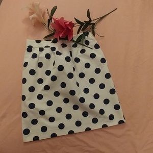 J Crew. navy blue and white polka dot skirt